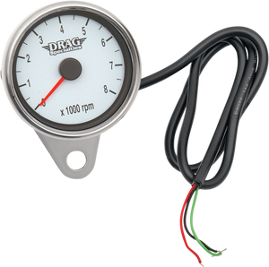 Drag Specialties - Mini Electronic Tachometer - Polished - Backlit LED White Face - 2.4" - 2.4" Mini Electronic Tachometer - 21-6894DSW