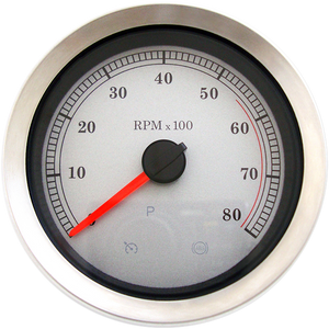 Drag Specialties - 4" Electronic Tachometer - White Face - 4" Electronic Tachometer - 83114S