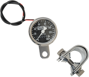 Drag Specialties - Mini Speedometer - Black - 2240:60 Ratio - 1-7/8" - 1-7/8" 140 MPH Mini Mechanical Speedometer - 21-6960DS-BX15A