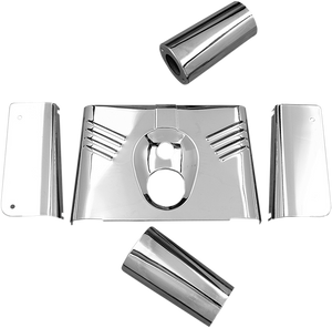 Drag Specialties - 5-Piece Fork Tins - Chrome - Ribbed -  '86-'17 FLST - Fork Tins - 74157