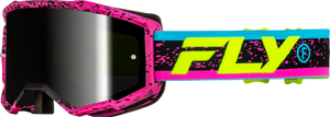 Fly Racing - Yth Zone Goggle Pnk/blk/hi-vis W/ Black Mirror/smoke Lens - 37-51528Y