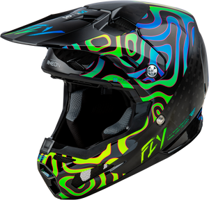 Fly Racing - Yth Formula S Carbon Zen Hlmt Black Carbon/blue/yellow Yl - 73-4468YL