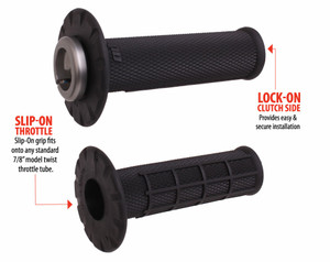 Odi - Universal Lock-on Grips Half-waffle Black/silver - H21UHWB Odi - Universal Lock-on Grips Half-waffle Black/silver - H21UHWB