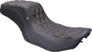 Mustang - Seat Squareback Ddiamond Black Orange Thread - 88415MO Mustang - Seat Squareback Ddiamond Black Orange Thread - 88415MO