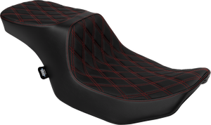 Drag Specialties - Seat Peformance Predator 2-up Double Diamond Red Vinyl - 0801-1950