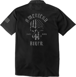 American Biker - Shirt Shop Biker Sam Bk/gy Sm - ABBSAM16ST8BCHSR