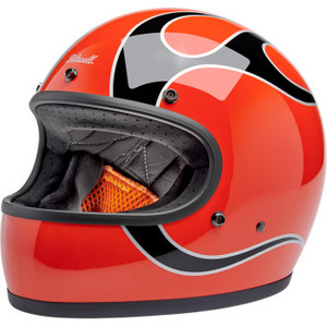 Biltwell - Helmet Gringo Competition Orange W/flames Lg - 1002-593-504