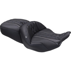 Mustang - Seat Super Touring Dlx One Piece Sky Blue Thread Thread - 89411SB Mustang - Seat Super Touring Dlx One Piece Sky Blue Thread Thread - 89411SB