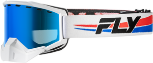 Fly Racing - Focus Snow Goggle Whte/red/blu W/dark Blue Mirror/smoke Lens - 37-50087