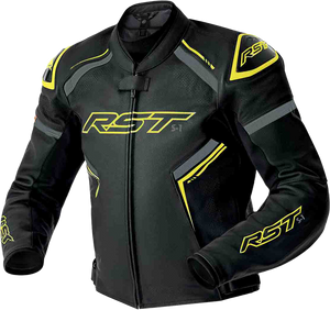 Rst - S1 D3o Leather Jacket Blk/gry/flo Yel Sm - 103605F.YEL-40