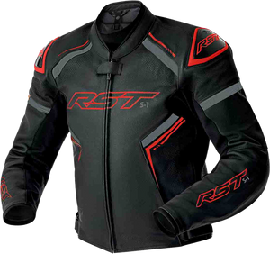 Rst - S1 D3o Leather Jacket Blk/gry/red Md - 103605RED-42