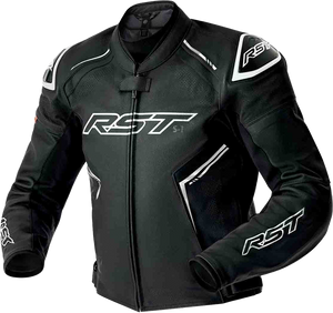 Rst - S1 D3o Leather Jacket Blk/whi 3x - 103605WHI-50