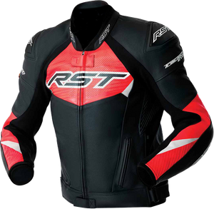Rst - Tractech Evo 5 D3o Jacket Blk/flo Red Leather 2x - 103635F.RED-48