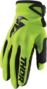 Thor - Youth Sector Gloves - Acid/Black - Large - Youth Sector Gloves - 3332-1535