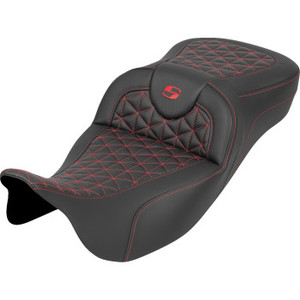 Saddlemen - Seat Roadsofa Tri Gripper Ext Rch Red Stitch - 808-07B-21104