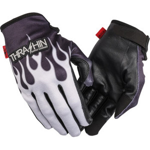 Thrashin Supply Co. - Glove Flame Stealth Leather Palm Gray 2xl - SV1-22-12
