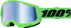 100-percent - Strata 2 Goggle Neon Green- Blue Mirror Lens - 50028-10027