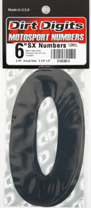 Dirt Digits - #0 6" Black Super X Digits 3/pk