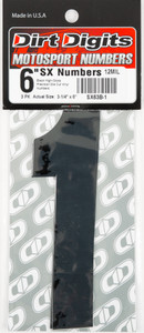 Dirt Digits - #1 6" Black Super X Digits 3/pk