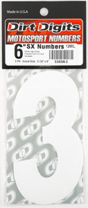 Dirt Digits - #3 6" White Super X Digits 3/pk