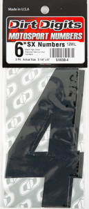 Dirt Digits - #4 6" Black Super X Digits 3/pk