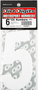 Dirt Digits - #5 6" White Super X Digits 3/pk