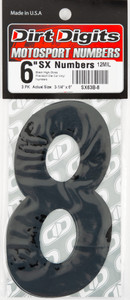 Dirt Digits - #8 6" Black Super X Digits 3/pk