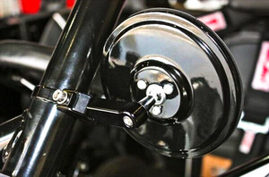 Axia - Round Convex Glass Billet Arm Side Mirror Black 5"