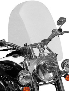 <p>High cruise windshield - 22"</p><p>Clear custom windshield</p><p>Offers good wind protection without compromising the bike's appearance</p><p>A lighter weight windshield with less cumbersome hardware and increased visibility</p><p>Premium Lexan polycarbonate with FMR hard coating, the toughest windshield material available</p><p>Lexan FMR hard coating offers 20 times more impact and abrasion resistance than acrylic</p><p>Distinctive shape features an air flow disrupting lip designed to break up the wind and in most cases, divert the airflow up and over the rider</p><p>Exclusive patent pending, tool-less, quick release hardware system, machined from premium stainless steel</p><p>Thinner, yet greater impact and abrasion-resistance than traditional acrylic windshields</p><p>Exclusive tool less quick-release mounting hardware in premium stainless steel</p><p>Position B</p><p>1.25" bar</p><p>For fitment measure the overall width of handlebar clamp or riser block - this measurement is taken from the outside to the outside of each bar clamp or riser stems - if the bar measures 6" and 7" (Refer to Position A); if the bar measures 5" and 6" (Refer to Position B); if bar measures 4" and 5" (Refer to Position C)</p><p>Lifetime Warranty against cracking and breakage</p>