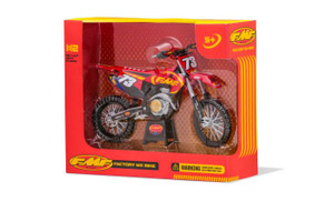 <p>For motocross enthusiasts and collectors alike, the FMF Dirt Bike Replica in 1:12 scale is the perfect addition to your collection! This highly detailed, miniature replica captures the essence of the FMF dirt bike, with intricate features that mirror the real-life version, including realistic decals, working suspension, and precise design details. Whether displayed on a shelf or used as a display piece, this scale model brings the thrill of motocross into your home.</p>