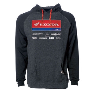 <ul><li>Black/Charcoal | Hooded Pullover Sweatshirt</li><li>80% Cotton 20% Poly 7oz. Mid-weight Fleece</li><li>Screen printed graphics, contrasting draw-cords</li></ul>