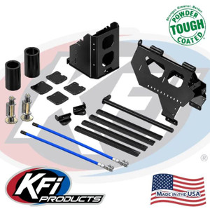 <p>The KFI Pro V-Plow System is a versatile four-part plow system designed to meet various operational needs. It consists of four major components, with a specific machine model mount and winch system required (but not included) for operation. The system includes:</p><br><p>Driver's Side Wing Blade (#106820-DS)</p><p>Passenger's Side Wing Blade (#106820-PS)</p><p>V-Plow Center Pivot Kit (#106820-CP)</p><br><p>Options:</p><p>Option #1 (#106820-APH): Includes a Hand Held All-Control KFI remote, two Electric Hydraulic Actuators, and the necessary electrical wiring.</p><p>Option #2 (#106820-AP): Includes two Dash-Mounted LED-lit Rocker Switches, two Electric Hydraulic Actuators, and the necessary electrical wiring.</p><p>Option #3 (#106820-MP): A Manual Operation system that uses tubes and pins, allowing manual adjustment of the wings independently in three positions: In, Out, and Straight.</p><p>All three Box #4 options also include essential components like the welded push frame, push tube mounting ears, and a single plow foot kit for the center of the V-Plow system.</p><br><p>Specifications:</p><p>Center Pivot and Parts for the KFI Pro-V Plow System (106820)</p><p>Constructed of Heavy Duty Grade 50 Steel</p><p>Allows Height Adjustment of -1" to +1"</p><p>Shot Blasted Before Powder Coating Black</p><p>Includes Plow Flap</p><p>Includes KFI Pro-Poly Premium Plow Markers</p><p>Includes 2 Plow Feet and Brackets (for Wings)</p>