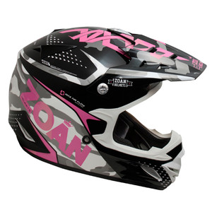 Lightweight thermoplastic composite construction<br>Advanced EPS in head, cheeks, and frontal areas<br>High quality textile materials to wick away moisture and reduce odors<br>Modern design, large opening eye port for maximum visibility - accommodates many different style goggles<br>Combination of fourteen intake and exhaust vents located to enhance air movement<br>Removable cheek pads and comfort liner for easy cleaning and washing<br>DOT FMVSS-218 and ECE-22-05/P safety approved<br>Perfect blend of leading innovations and superior workmanship<br>Manufactured to offer high value and everlasting reliability<br>Strict quality control ensures conformance to safety standards<br><br><br>  MX-1 Sniper Graphic Off-Road Helmet (021-578) by ZOAN®. The MX-1 from Zoan is a stylish modular helmet with plenty of ventilation and a modern design with large opening eye port to fit many styles of goggles. Helmets are constructed using high quality materials such as polycarbonate and/or Fiber Glass mix with special cold weather and paint curing additives as well as UV protection to insure durability and the best in protection.<br><br>  MX-1 Dirt Bike Helmet<br>Fabric helmet bag<br>