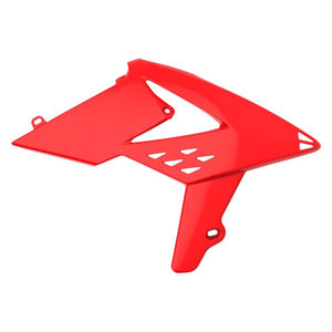 Sold as a pair<br>Developed with Polisport exclusive technologies - IPD (in-mold plastic decals) and DGP(durable gloss propylene)<br>Injection-molded, quality plastic components with a perfect OEM fit<br>Exact replica of stock OEM plastic components but stronger<br>Inexpensive alternative to OEM replacement parts<br>Stock color match with less fade<br>Glossy and flexible<br>Impact and abrasion resistant<br>Less prone to scratching or marking<br>Packaged in a printed plastic bag<br><br><br>  Radiator Scoops (8418500001) by Polisport®. Color: Red. Polisport's radiator shrouds are developed with Polisport® exclusivetechnologies - IPD (in-mold plastic decals) and DGP (durable glosspropylene), for this reason Polisport® parts are even more resistant anddurable than the stock ones. The fit is also perfect and you won'thave any trouble with the installation. No further drilling required- perfect fit. Perfectly matched OEM colors; the finish is glossyand the colors bright. If you want OEM quality don't look any further.Enjoy the quality parts of a brand with more than 40 years ofexperience in the Off-Road motorbike market and that works with thebest OEM manufacturers.<br><br>