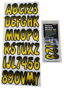 Can-Am Boat Lettering Yellow/Black 3"³ Registration Kit - Hardline