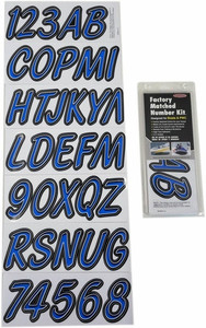 Kawasaki Boat Lettering Blue/Black 3 Registration Kit - Hardline