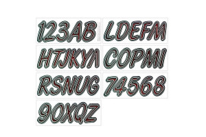 Kawasaki Boat Lettering Burgundy/Black 3 Registration Kit - Hardline