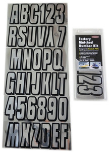 Kawasaki Boat Lettering Chrome/Black 3 Registration Kit - Hardline