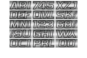 Kawasaki Boat Lettering Chrome/Black 3 Registration Kit - Hardline