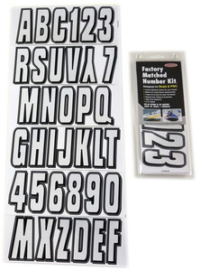 Kawasaki Boat Lettering Silver/Black 3 Registration Kit - Hardline