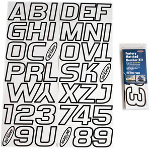 Kawasaki Boat Lettering White/Black 3 Registration Kit - Hardline
