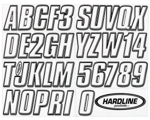 Kawasaki Boat Lettering White/Black 3 Registration Kit - Hardline