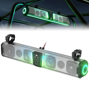Can Am Commander and Maverick Midnight S80 Gen1.5 32" Aluminum 6-Speaker RGB Soundbar Silver - Kemimoto