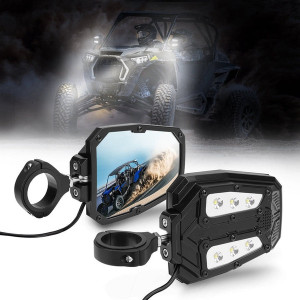 Can-Am Commander/Maverick/Defender Side Mirror with LED Spot Light - Kemimoto