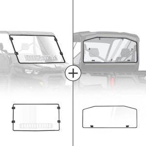 Can-Am Defender Rear & Front Vented Full Windshield - Kemimoto
