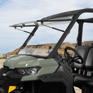 Can-Am Defender/Defender Max 1/5" Polycarbonate 2-in-1 Flip Windshield - Kemimoto