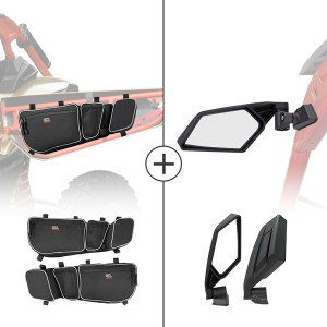 Can-Am Maverick X3 Front Door Storage Bags & Side View Mirror - Kemimoto