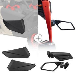 Can-Am Maverick X3 Front Lower Door Inserts & Side View Mirror - Kemimoto