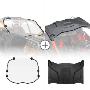 Can-Am Maverick X3 Full Front Windshield & Hard Roof - Kemimoto