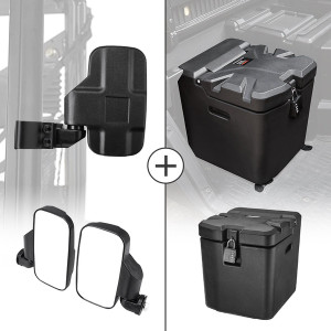 Can-Am Maverick/Defender Adjustable Break Away Side Mirrors & Under Seat Storage Box - Kemimoto